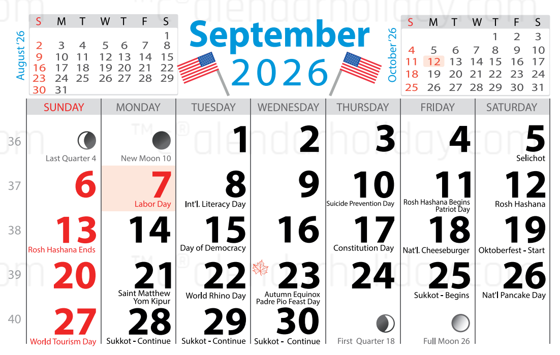 September 2026 Calendar With Holidays